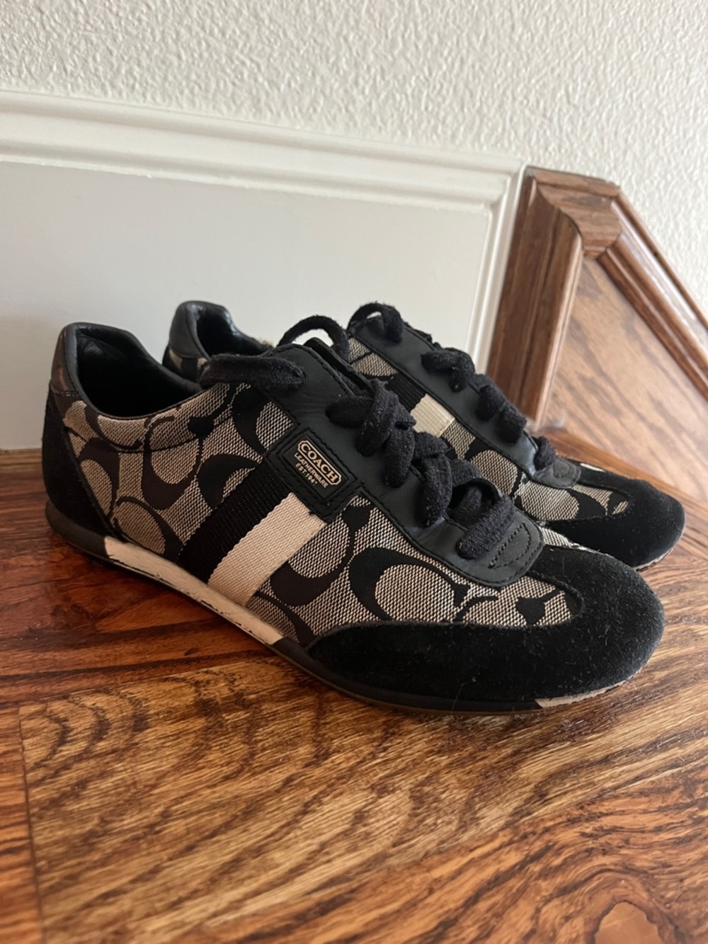 Coach Signature Runner Sneakers in Black and Khaki